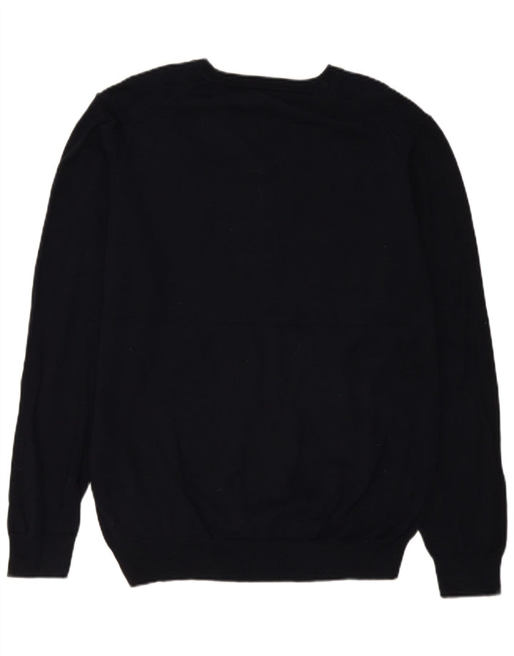 Gant Jersey con cuello en V para hombre, talla grande, algodón azul marino