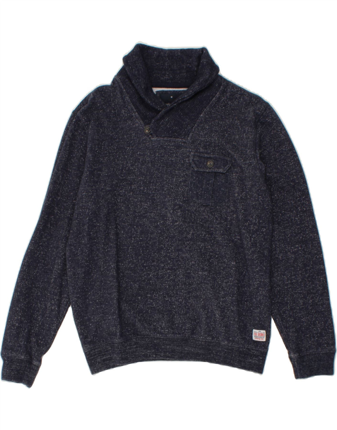 ANGELO LITRICO Mens Shawl Neck Sweatshirt Jumper Medium Navy Blue Flecked Vintage Angelo Litrico and Second-Hand Angelo Litrico from Messina Hembry 