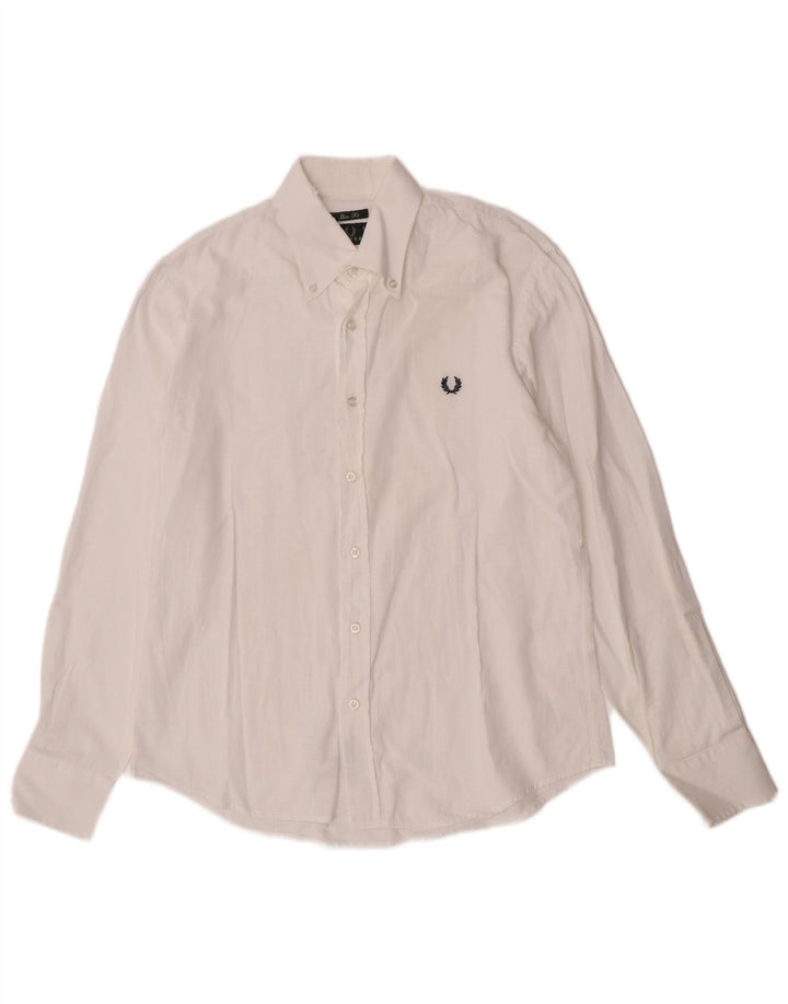 Camisa Fred Perry Slim Fit Para Hombre Algodón Blanco Grande