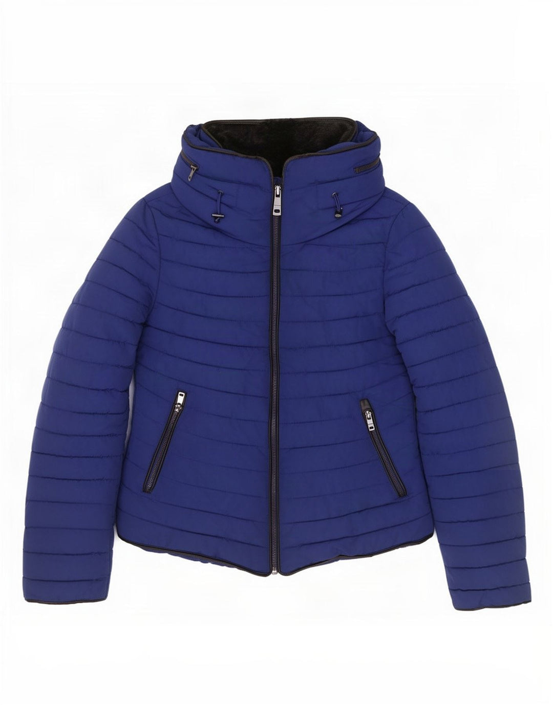 Zara Mujer Chaqueta Acolchada Con Capucha UK 10 Small Azul