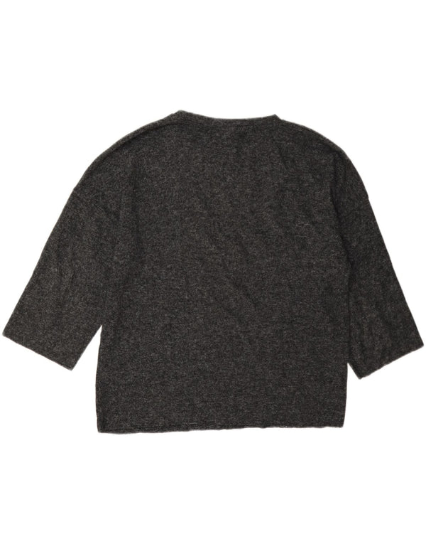 Zara Mujer Top Extragrande Manga 3/4 UK 10 Small Gris Manchado