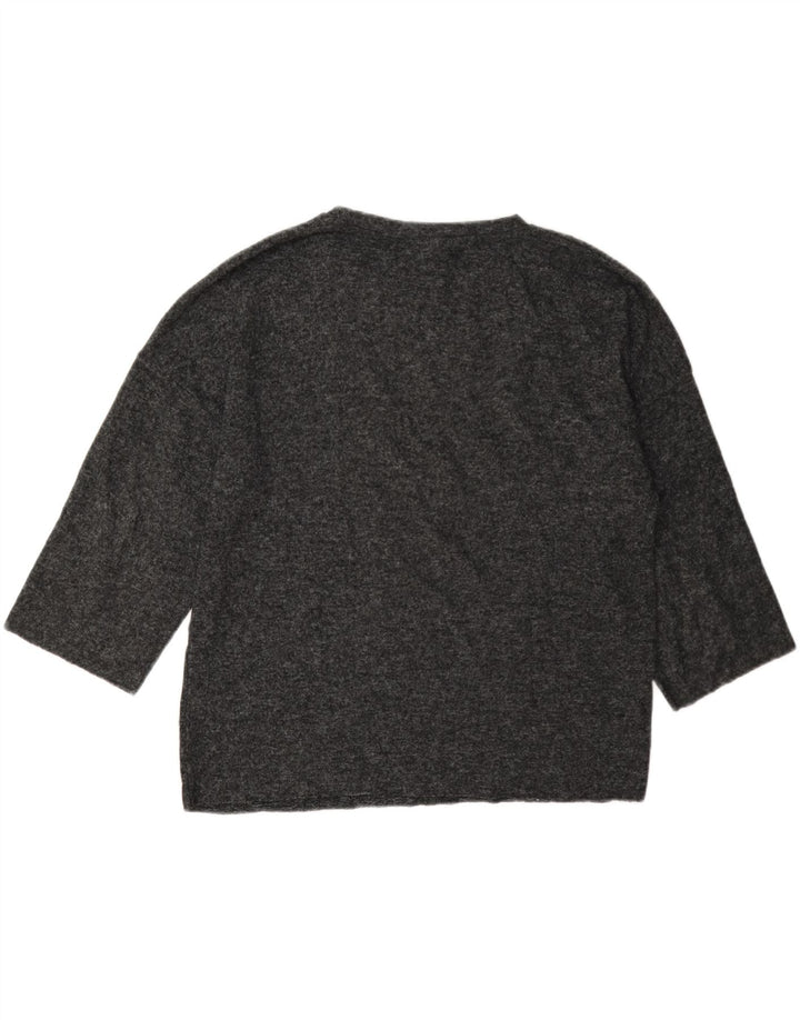 Zara Mujer Top Extragrande Manga 3/4 UK 10 Small Gris Manchado