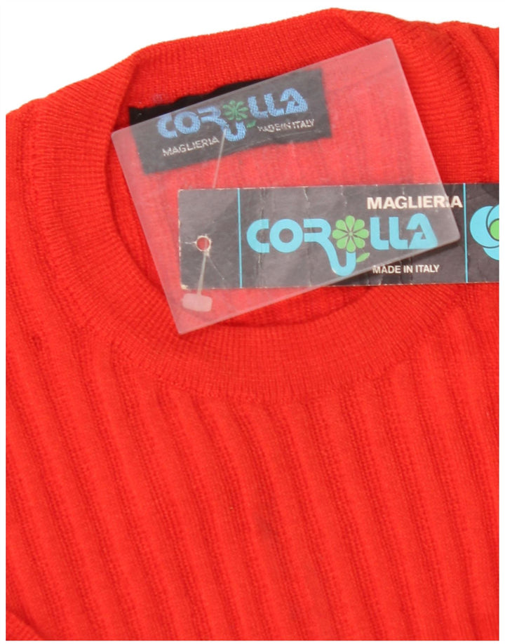 VINTAGE Blusa de punto para mujer Top UK 8 Pequeño Rojo