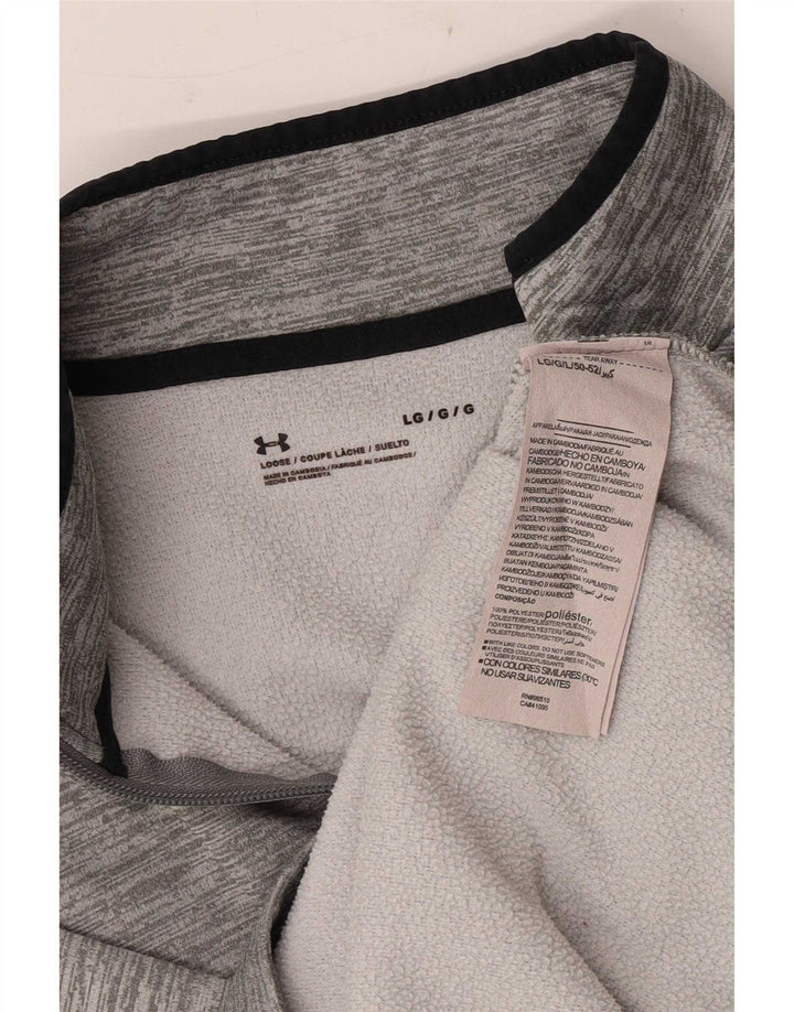 Under Armour Sudadera con cuello y cremallera para hombre, jersey de poliéster moteado gris grande
