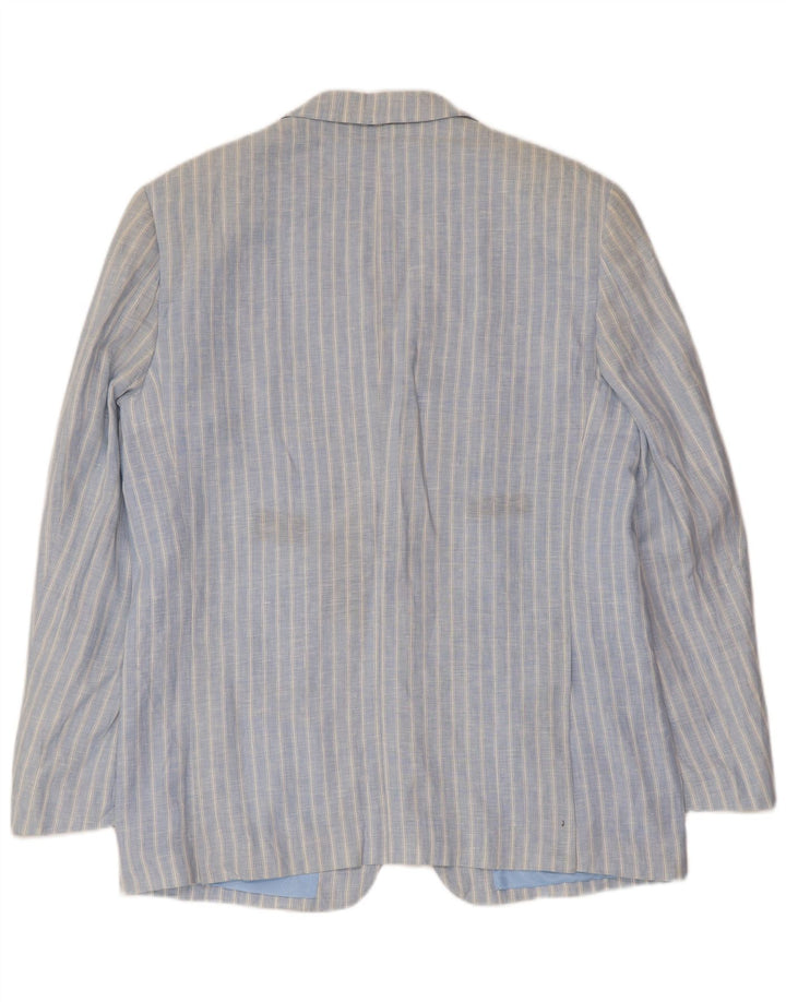 A.Basile Chaqueta tipo blazer de 3 botones para hombre IT 50 L de lino a rayas azules grandes