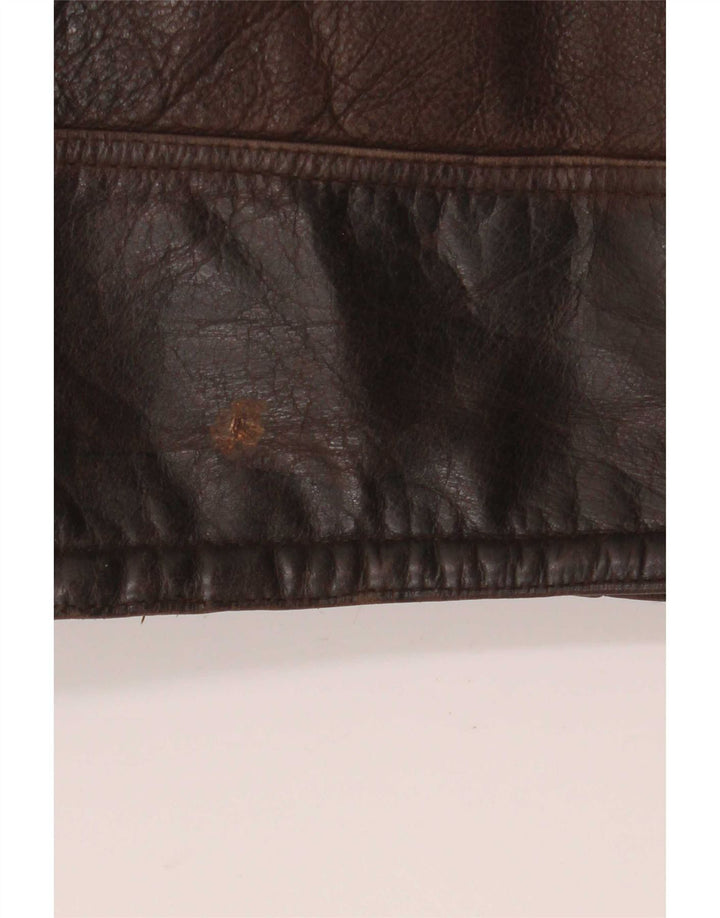 Vintage hombres Sherpa chaqueta de cuero Reino Unido 40 marrón grande