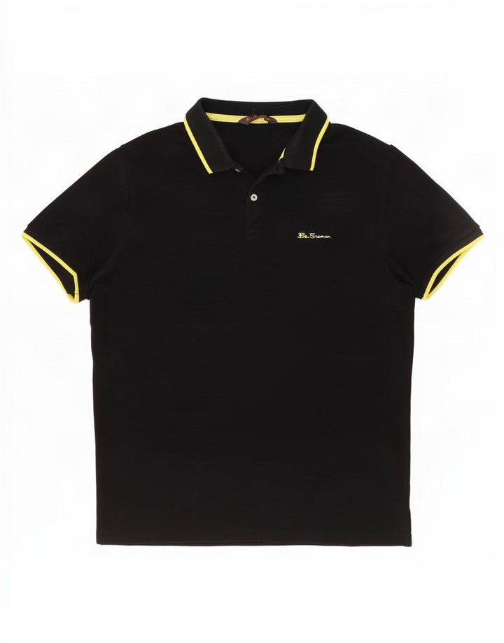 Ben Sherman Polo para hombre de algodón negro mediano