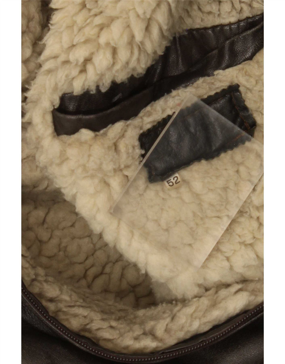 Chaqueta Sherpa de cuero vintage para hombre IT 52 XL Marrón