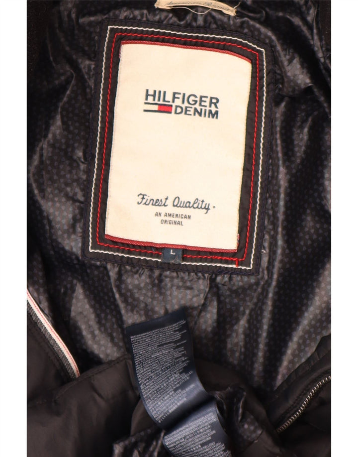 Tommy Hilfiger Abrigo acolchado para mujer UK 46 Grande Poliéster negro