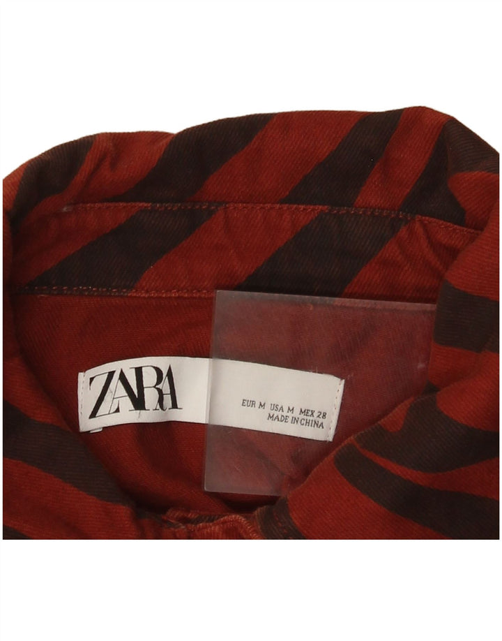 Zara Mujer Camisa Vaquera Extragrande UK 44 Estampado Animal Rojo Mediano