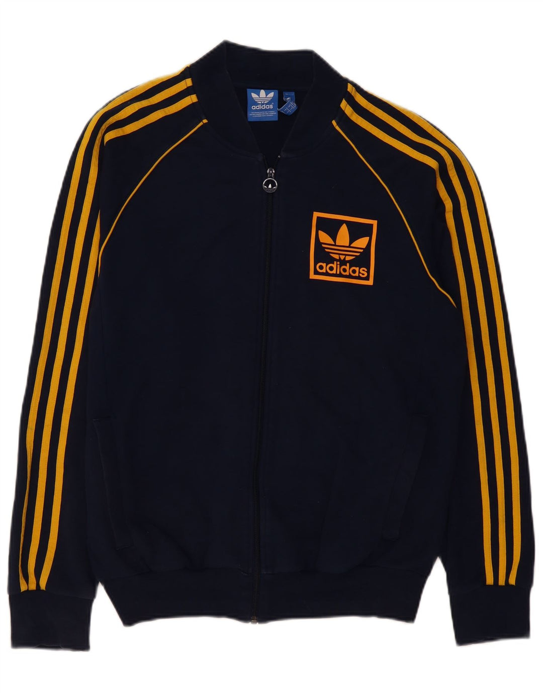 Adidas Mens Graphic Chándal Top Chaqueta Grande Azul Marino Algodón