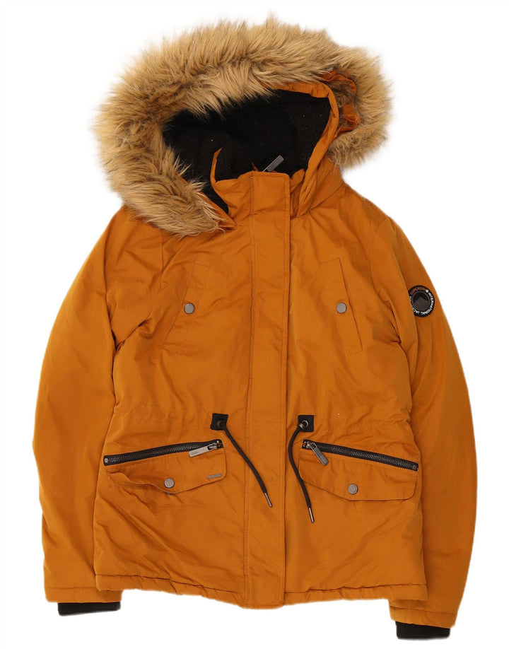 SUPERDRY Chaqueta cortavientos con capucha para mujer UK 8 Small Naranja Poliéster
