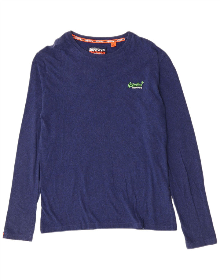 Superdry Hombre Top De Manga Larga De Algodón Moteado Azul Medio