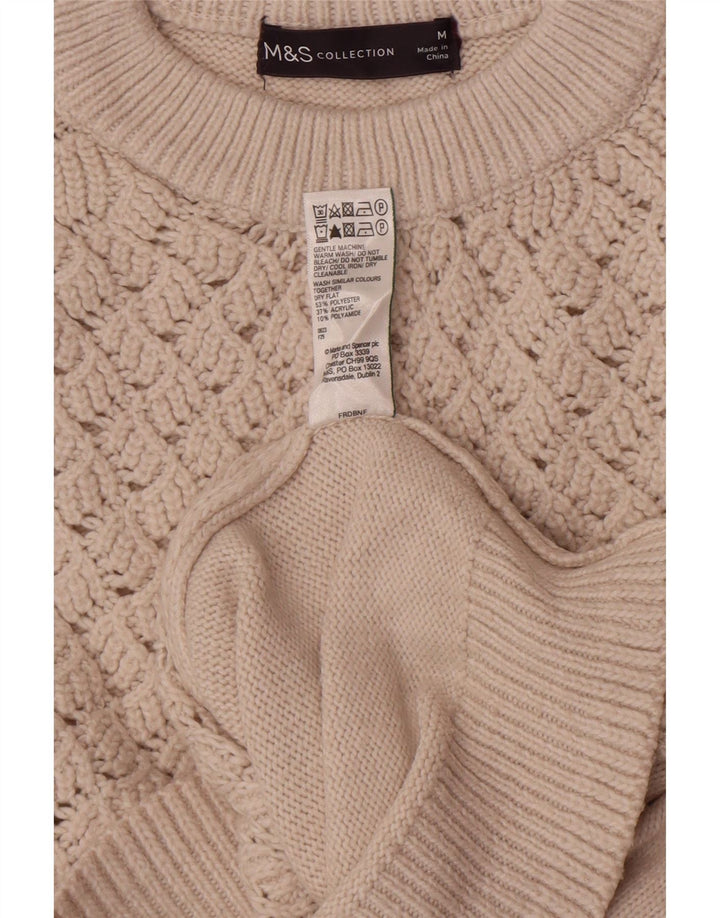 Marks & Spencer Suéter Corto con Cuello Redondo para Mujer UK 44 Medium Beige