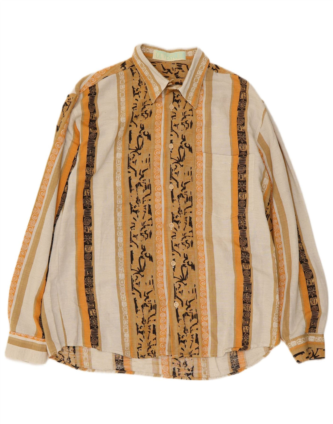Camisa vintage para hombre de algodón a rayas multicolor pequeño