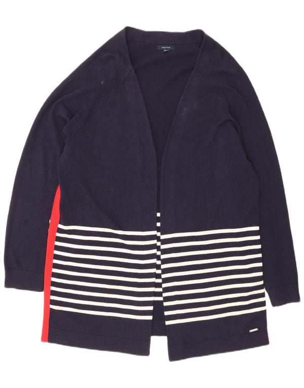 Nautica Cárdigan abierto largo para mujer UK 20 2XL Azul marino a rayas