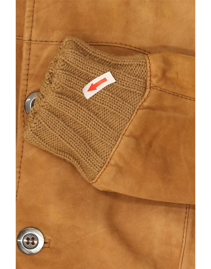 Vintage hombres ante bomber chaqueta IT 46 pequeño beige