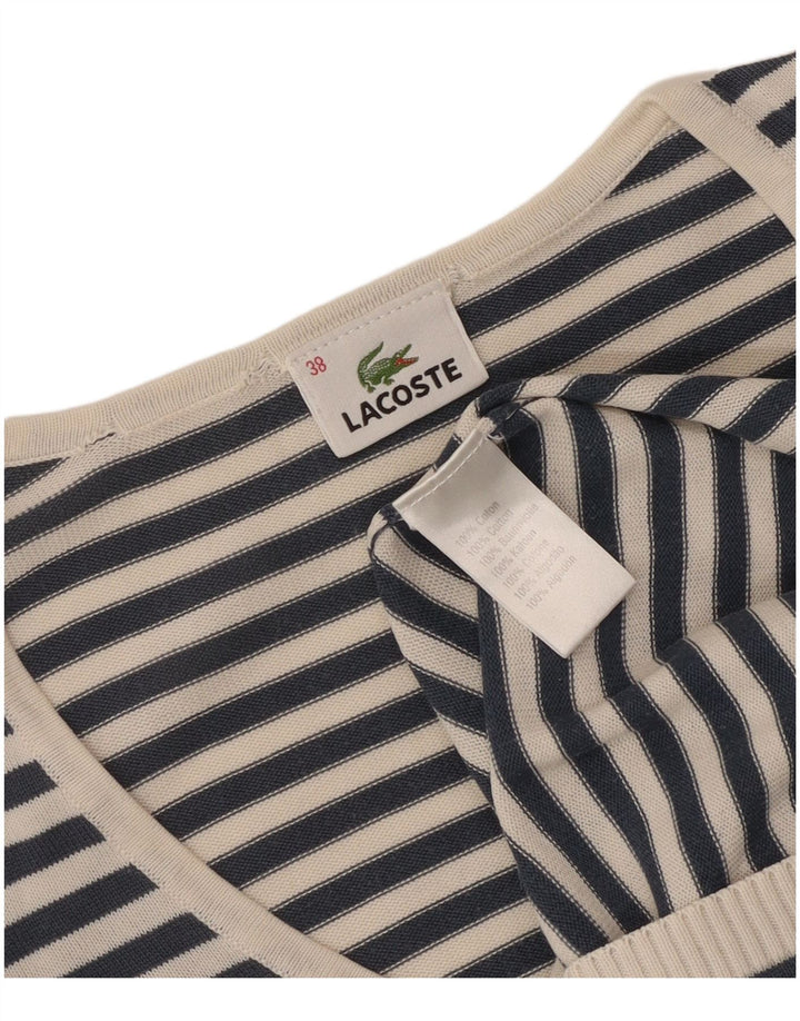 Lacoste Jersey con cuello en V para mujer Talla 38 Mediana Rayas azul marino