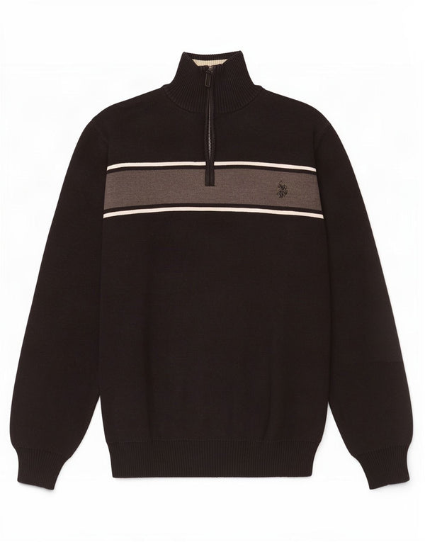 Asociación de Polo de EE. UU. Jersey De Cuello Con Cremallera Medium Black Colourblock Hombre