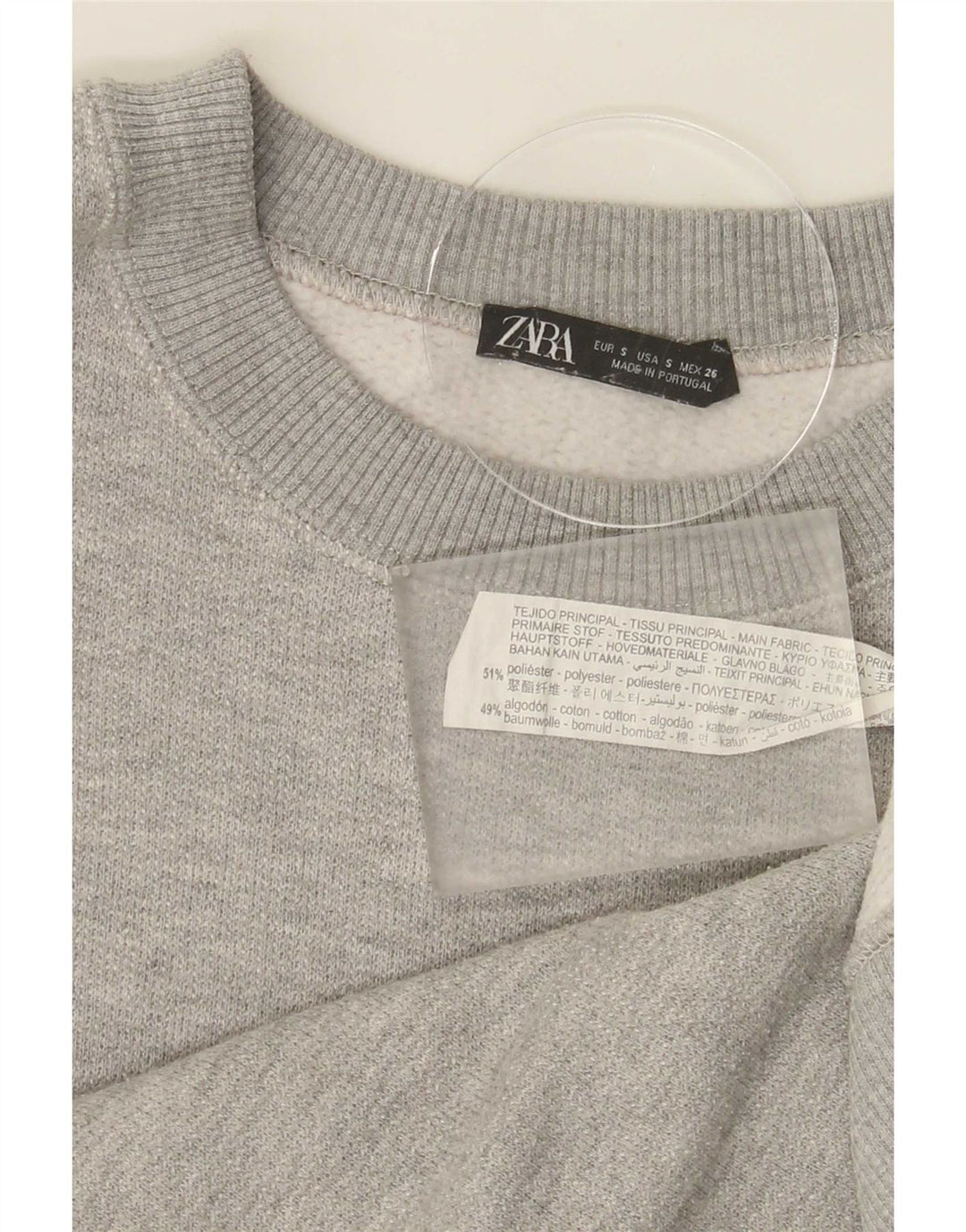 Zara Hombre Sudadera Jumper Small Gris Poliéster