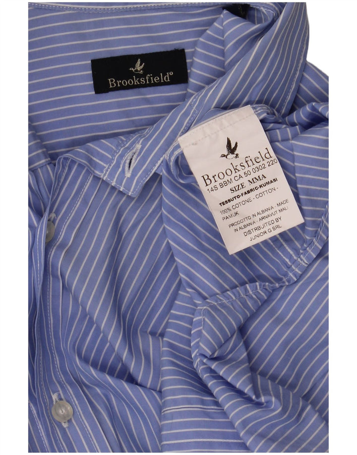 Camisa Brooksfield para hombre clásica de algodón con rayas diplomáticas en azul medio