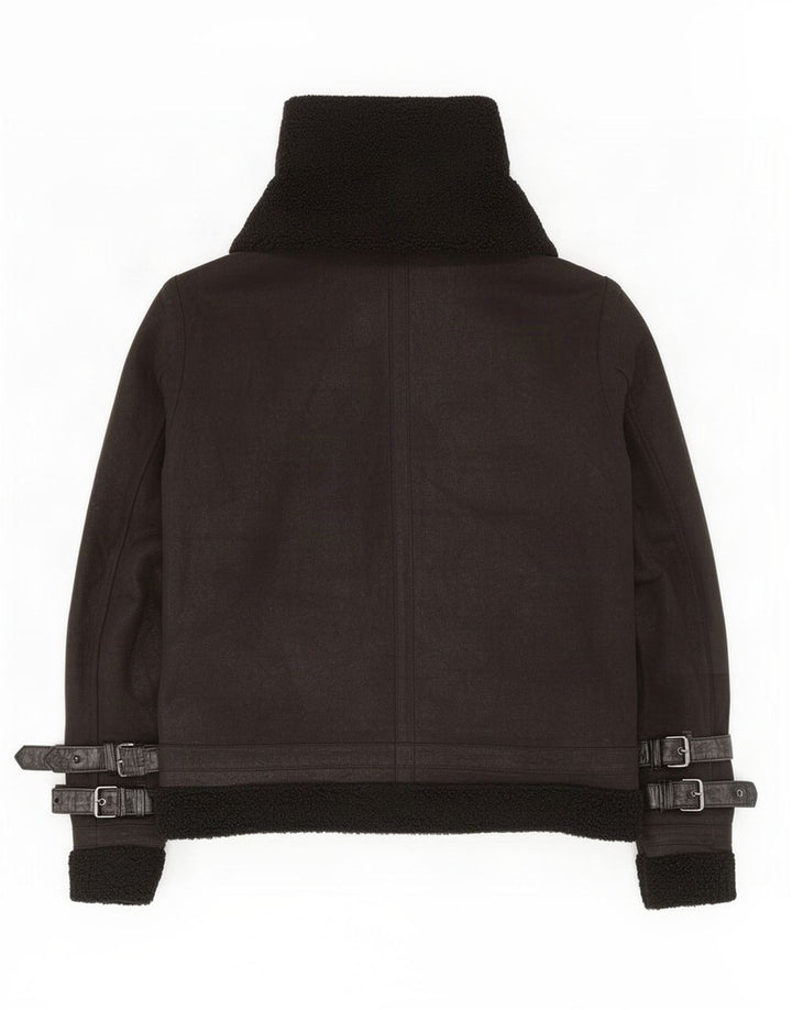 Zara Mens Sherpa Jacket UK 42 XL Poliéster Negro