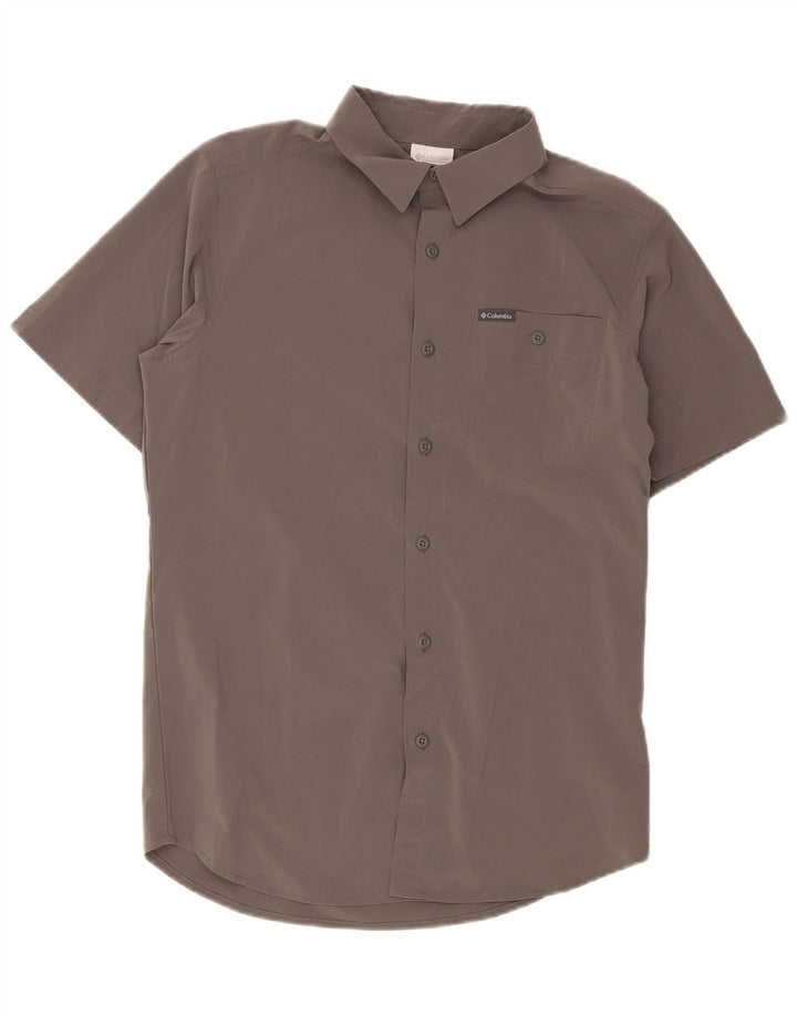Columbia Camisa De Manga Corta Para Hombre Pequeña Poliéster Gris