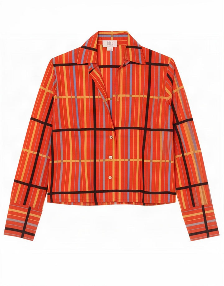 Blusa vintage para mujer IT 44 Seda mediana a rayas rojas