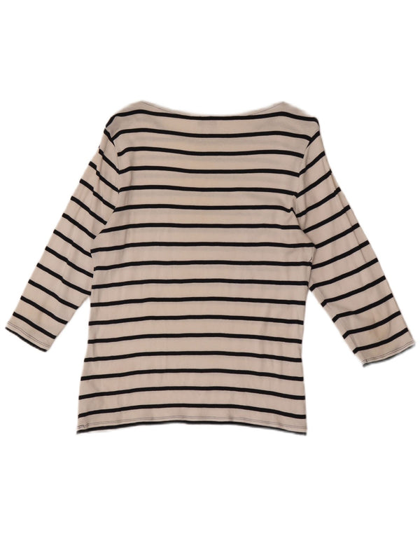 Marks & Spencer Top para mujer manga 3/4 UK 46 Grande Algodón a rayas blancas