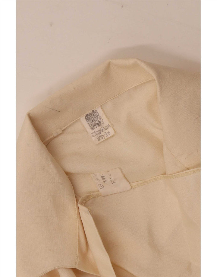 Vintage mujer camisa blusa Reino Unido 12 medio de poliamida blanca