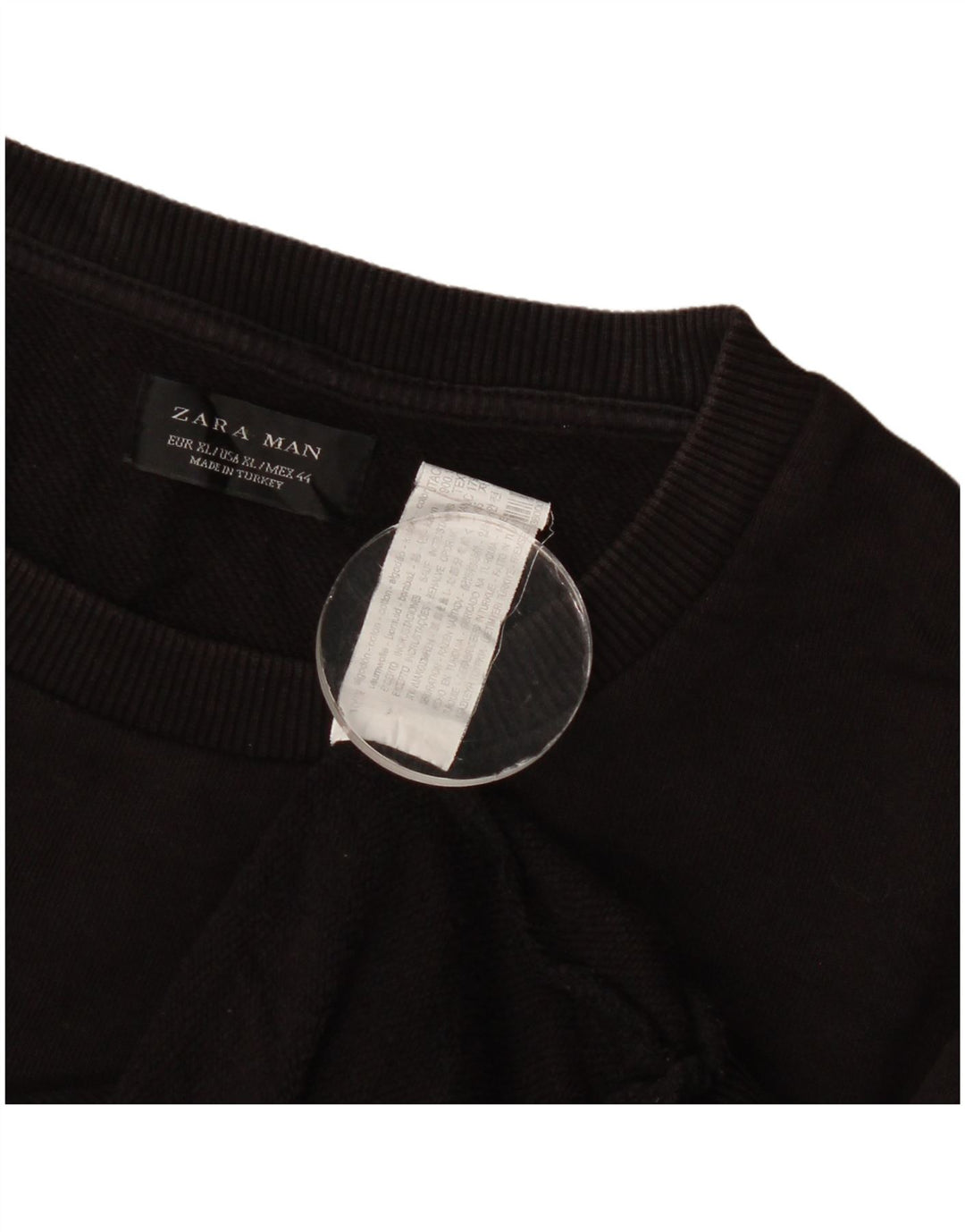 Zara Hombre Sudadera Jumper XL Negro Geométrico Algodón