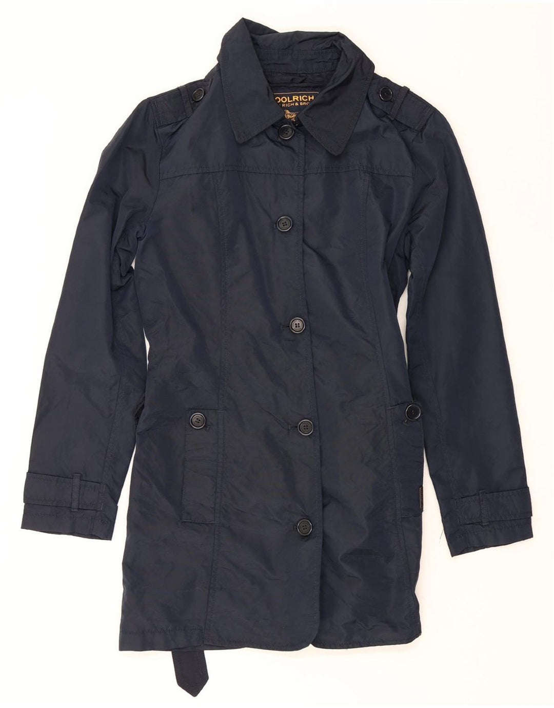 WOOLRICH Womens Military Jacket UK 14 Medium Navy Blue Nylon Vintage Woolrich and Second-Hand Woolrich from Messina Hembry 