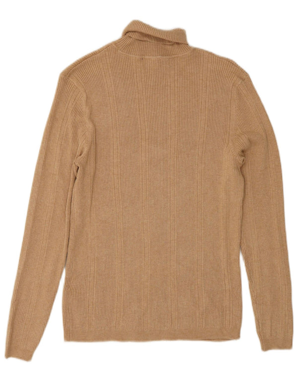 Marks & Spencer Womens Roll Neck Jumper Sweater UK 10 Small Beige Viscose