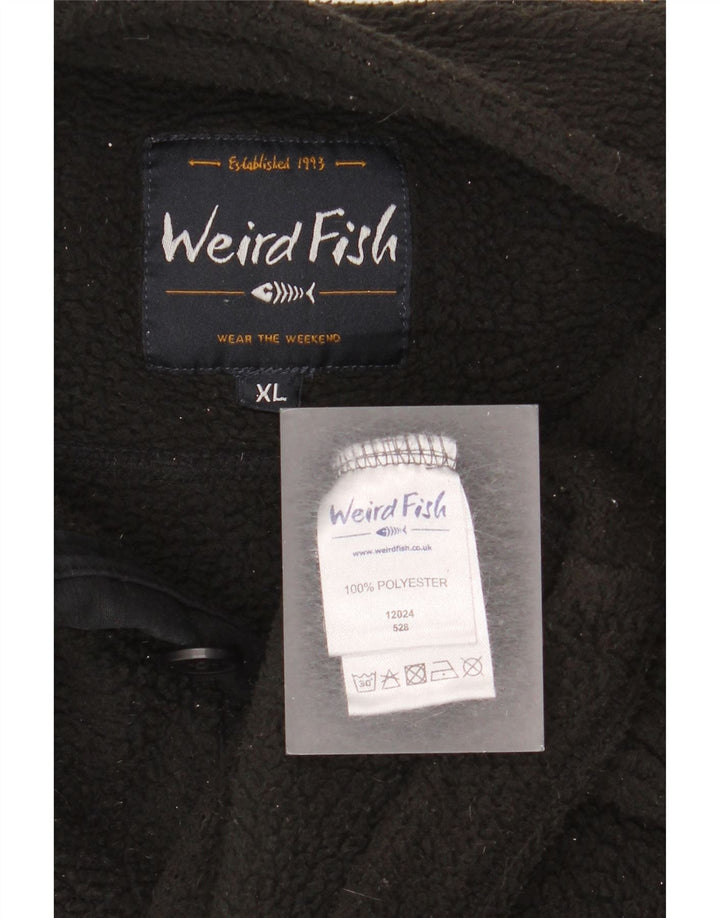 Weird Fish Jersey de Forro Polar con Cuello y Botones para Hombre XL Poliéster Negro