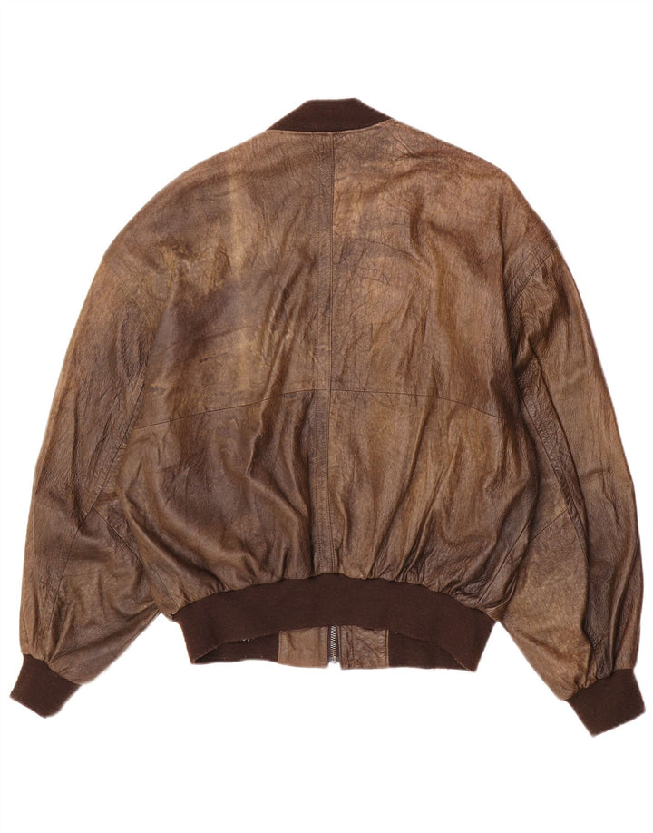Stadler Chaqueta Bomber de Cuero para Hombre EU 40 Grande Marrón