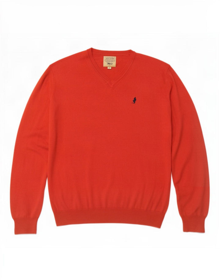 Marlboro Classics - Jersey con cuello en V para hombre, color rojo medio
