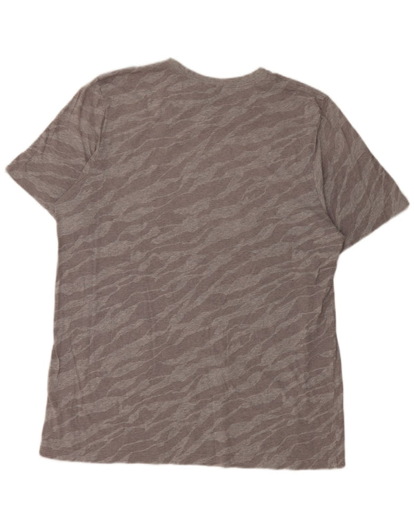 Adidas Hombre Camiseta Gráfica Top XL Gris Animal Print Algodón