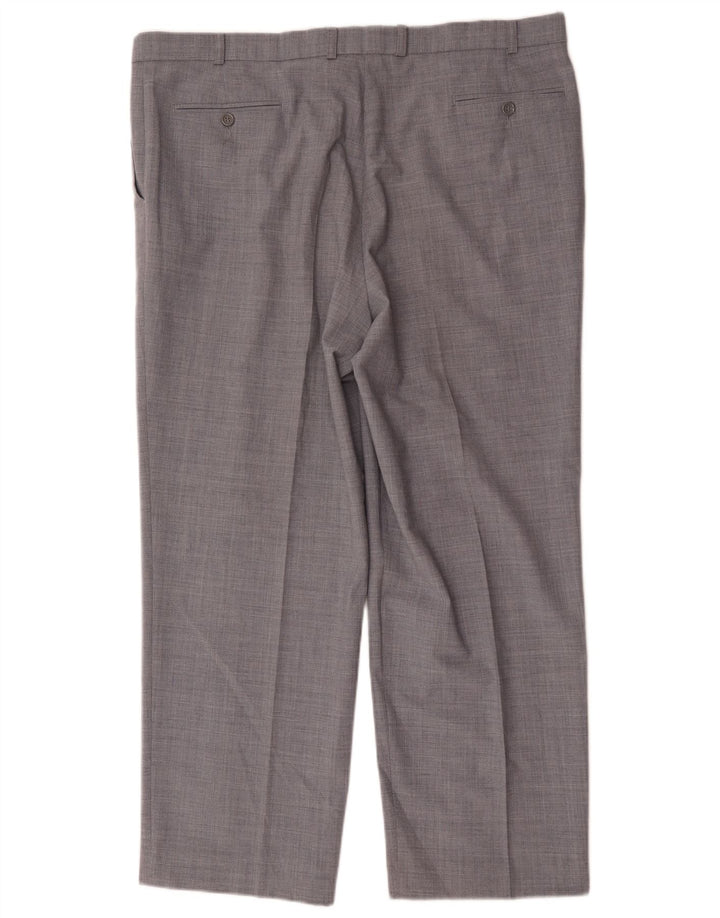 Marks & Spencer Pantalón de traje recto para hombre W40 L29 Poliéster gris