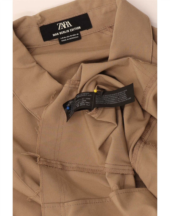 Camisa Zara Hombre Poliéster Beige Medio