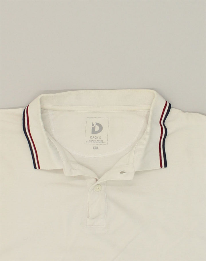 DACK'S Mens Polo Shirt 2XL White Cotton | Vintage Dack's | Thrift | Second-Hand Dack's | Used Clothing | Messina Hembry 