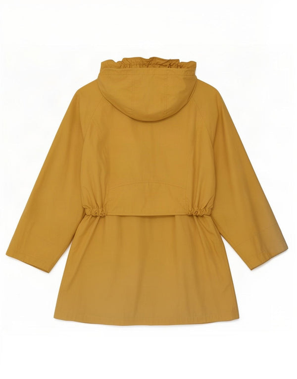 Vintage mujeres con capucha de gran tamaño abrigo de doble pecho Reino Unido 16 amarillo grande