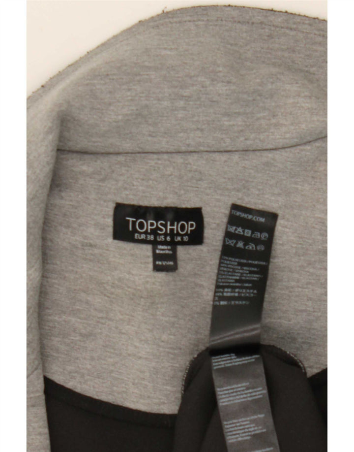Topshop Chaleco abierto largo para mujer UK 10 Small Poliéster gris