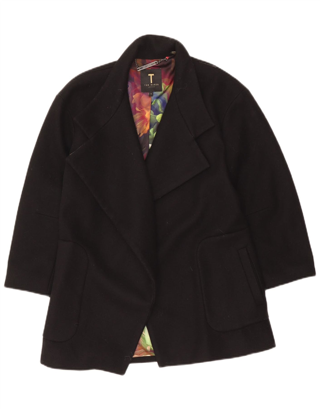 Ted Baker Abrigo abierto extragrande para mujer Talla 1 XS Negro