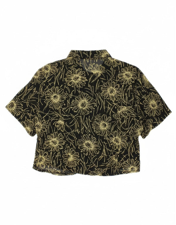 CLOCK HOUSE Blusa de manga corta para mujer IT 40 Small Black Floral