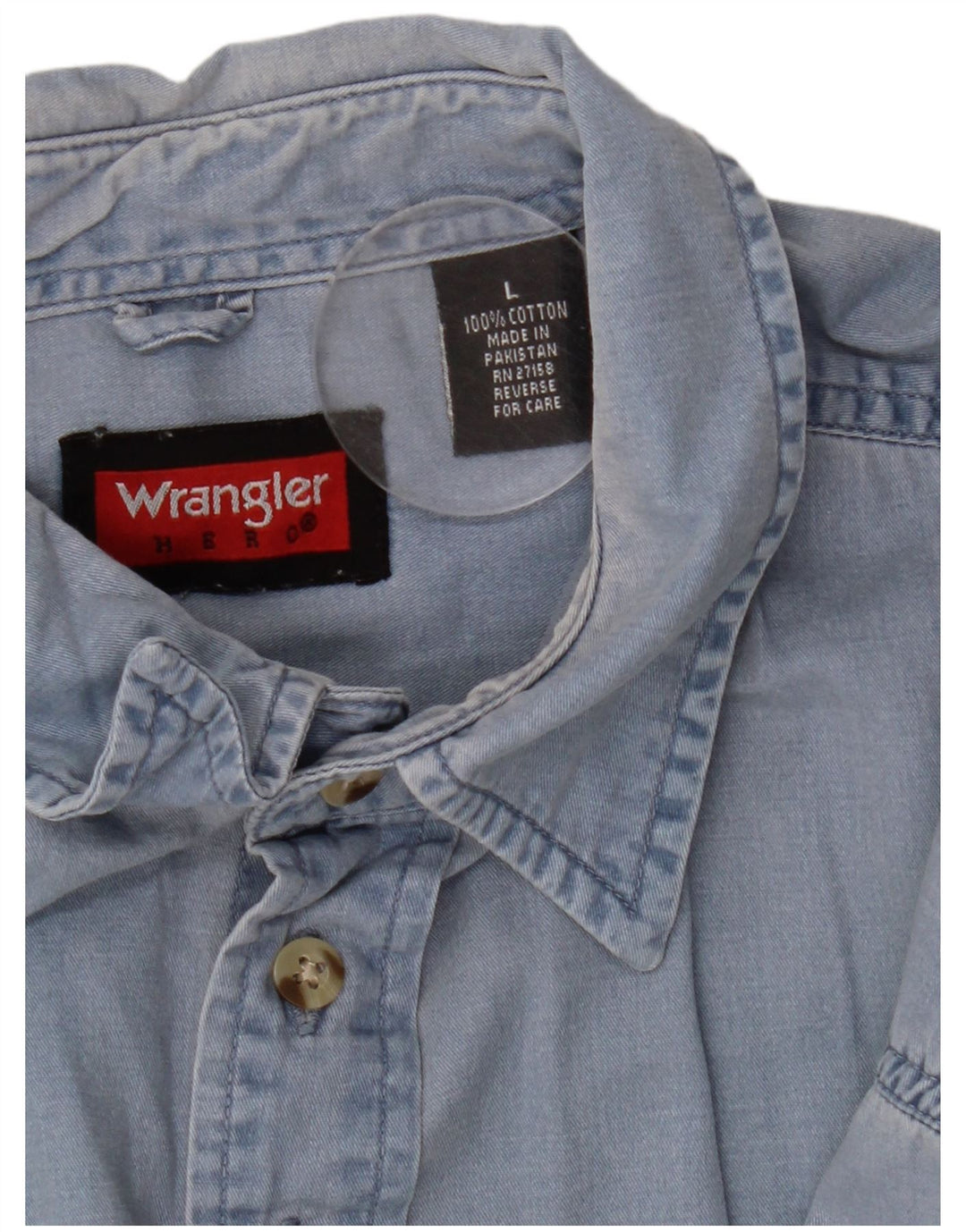 Wrangler - Camisa de manga corta para hombre, algodón azul grande