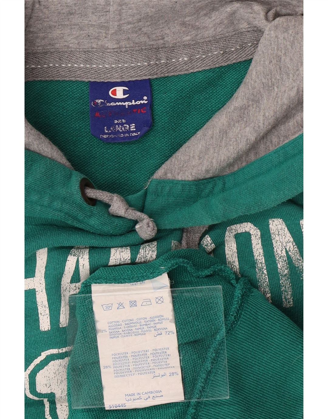 CHAMPION Sudadera con capucha gráfica para hombre Jersey grande de algodón verde