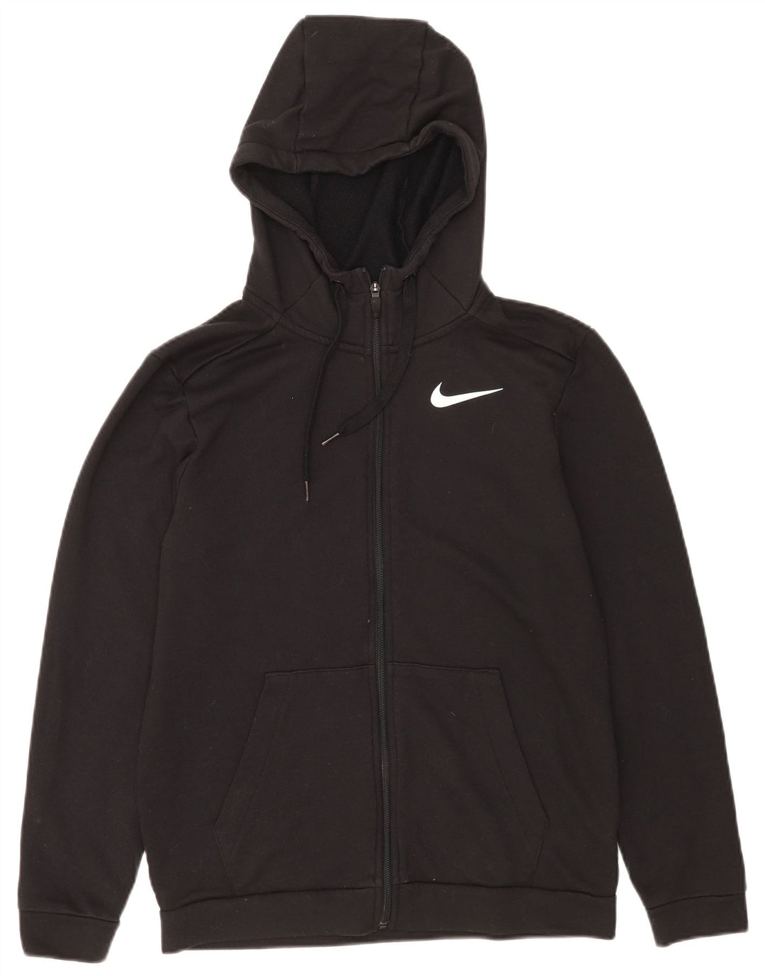 Nike Dri Fit Sudadera con capucha y cremallera para hombre, talla pequeña, poliéster negro