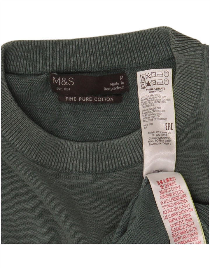 Marks & Spencer Jersey de cuello redondo para hombre de algodón verde medio