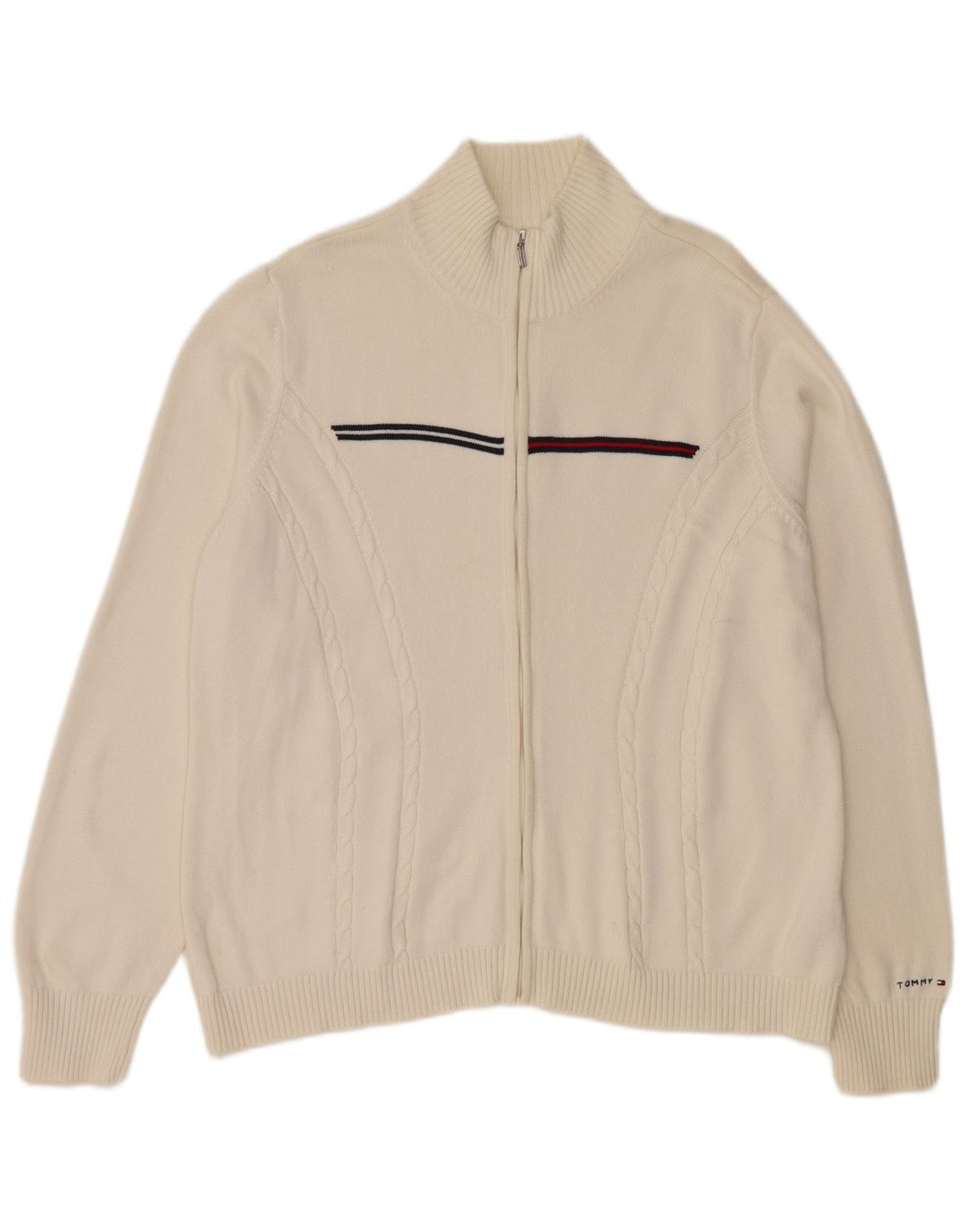 TOMMY HILFIGER Suéter tipo cárdigan para mujer UK 20 2XL Algodón blanco