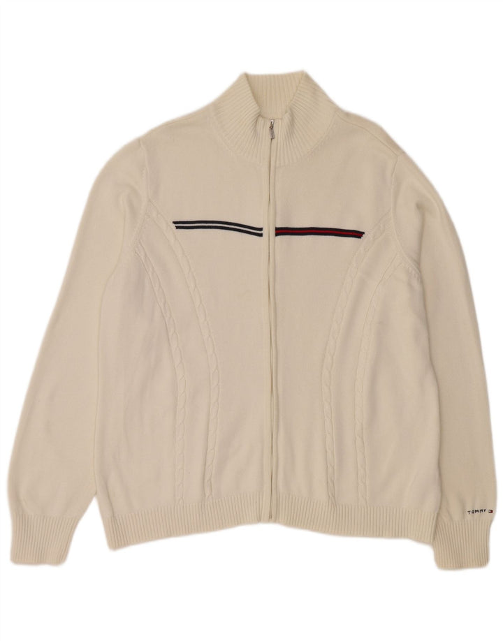 TOMMY HILFIGER Suéter tipo cárdigan para mujer UK 20 2XL Algodón blanco